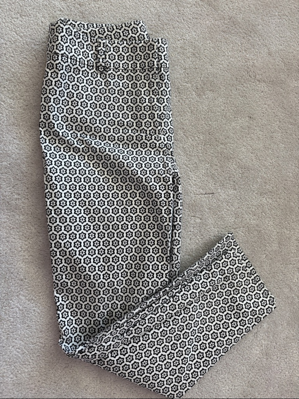 Ann Taylor Black and White Floral-Print Pants